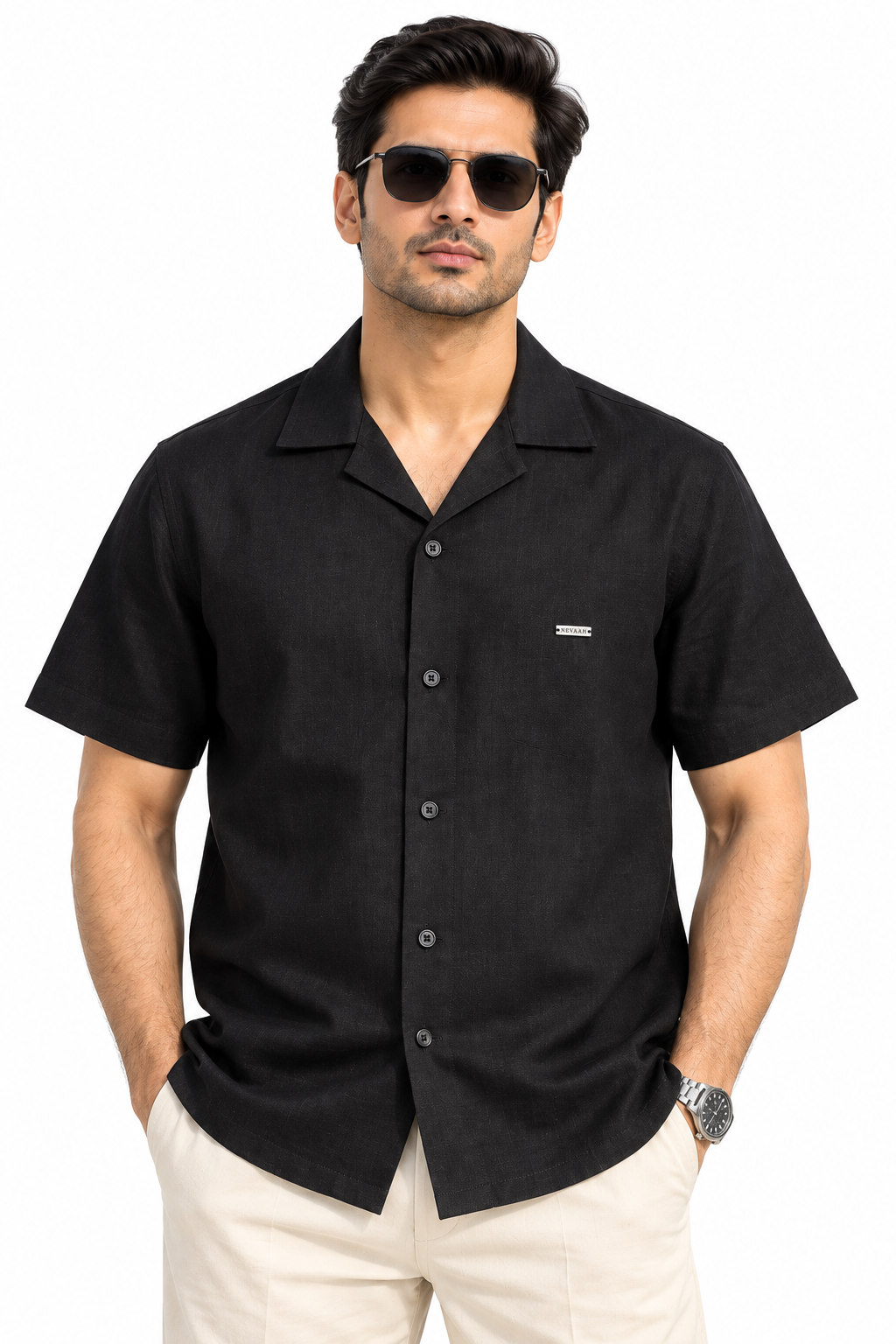 NEVAAH Noir Cuban Shirt for Men