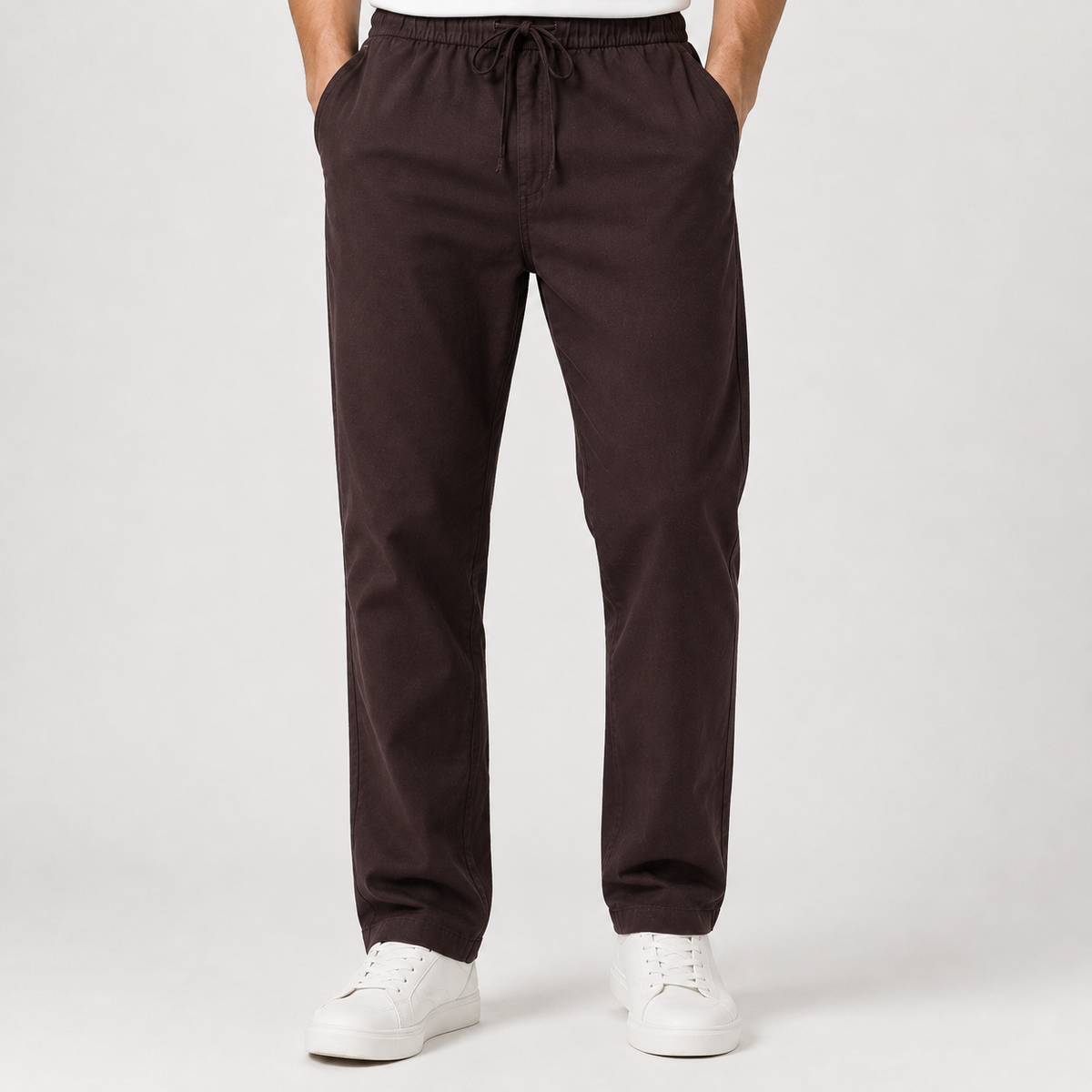 Cocoa Brown Cotton Drawstring Pant
