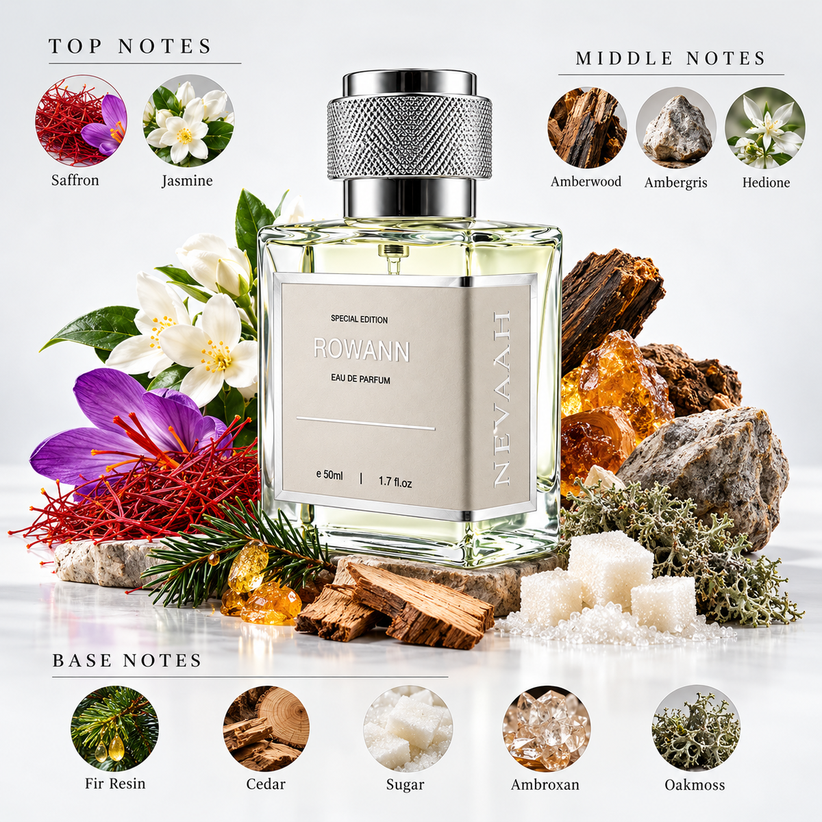 Rowann - amber floral fragrance for men and women