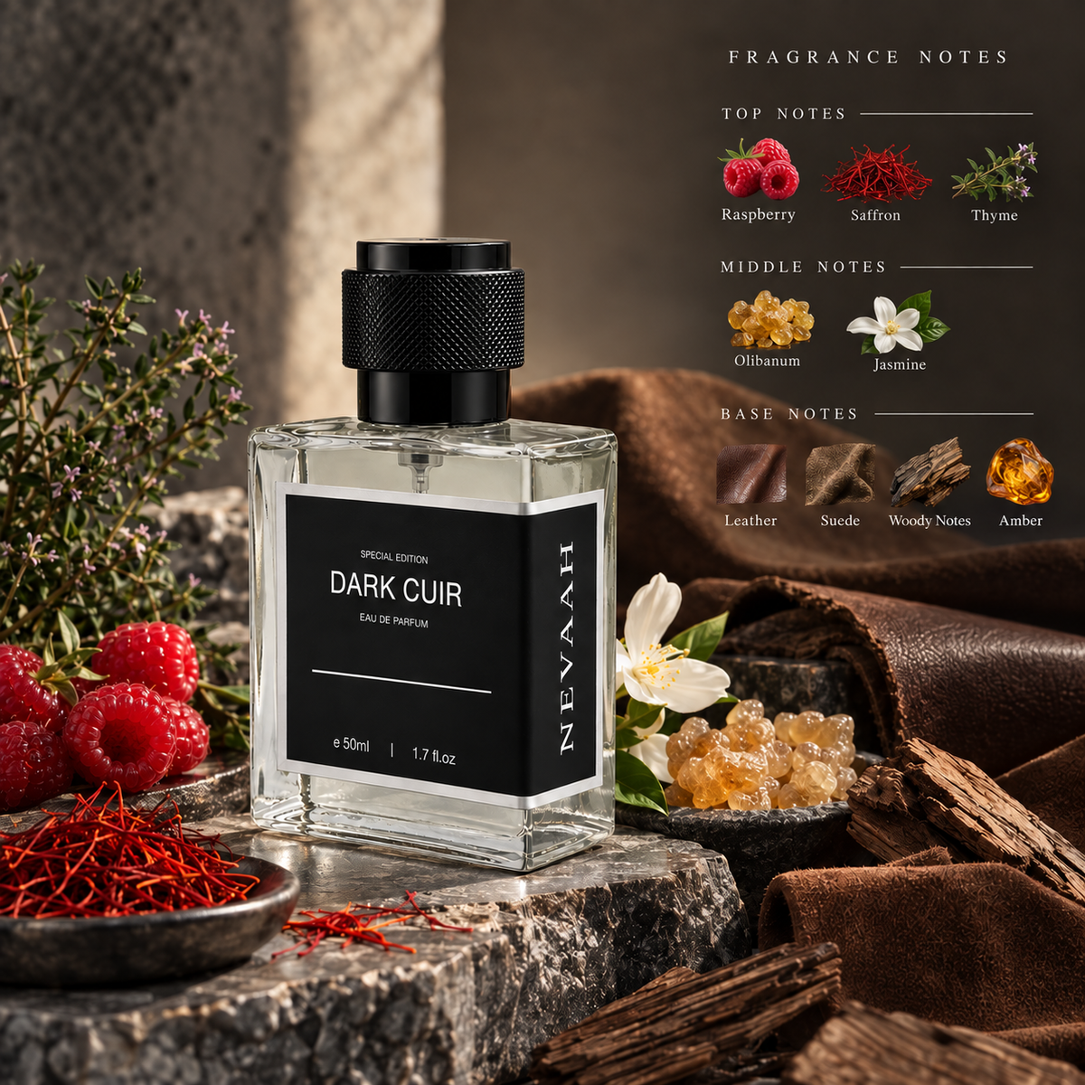 NEVAAH Dark Cuir Eau de Parfum - Leather & Woody fragrance for men