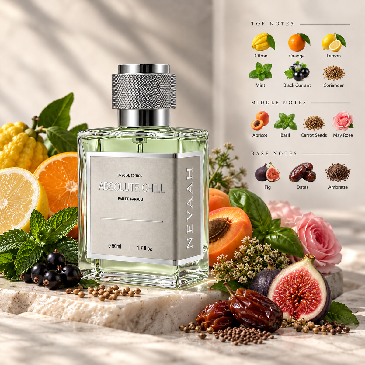NEVAAH Abslute Chill Eau de Parfum - Aromatic Fruity fragrance for men and women
