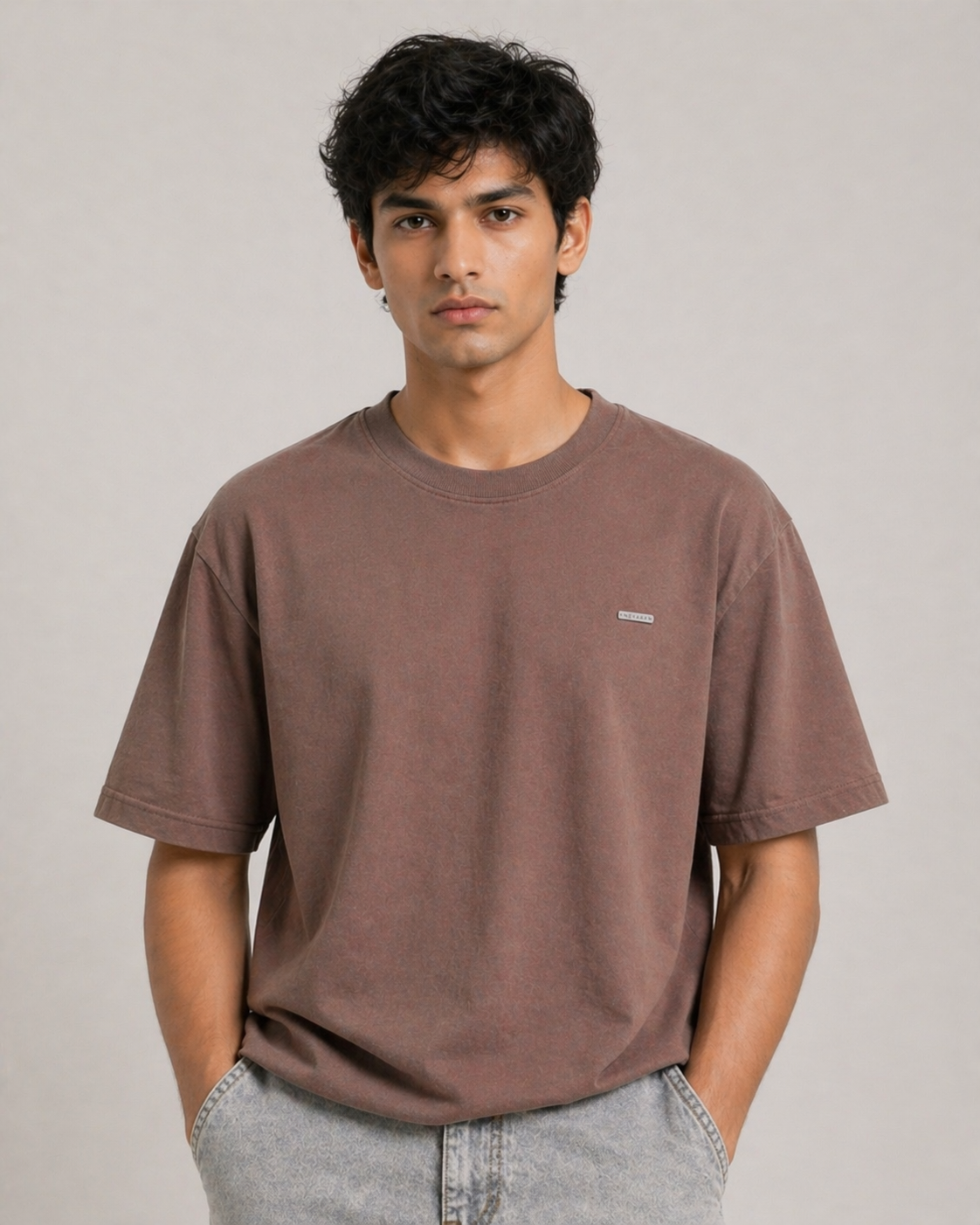 Taupe Brown Premium Solid Oversized T-Shirt