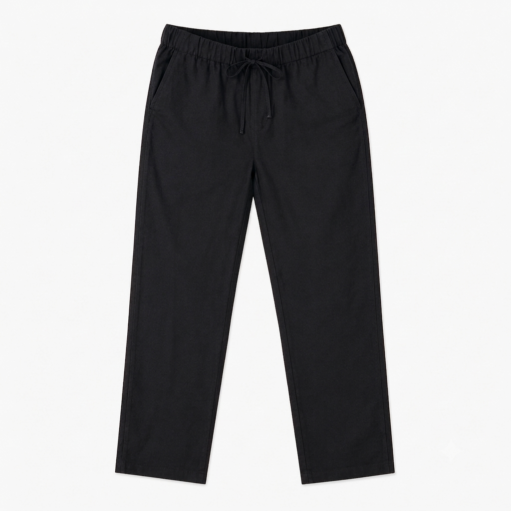 Black Cotton Drawstring Pant