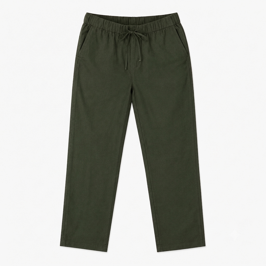 Olive Green Cotton Drawstring Pant